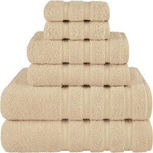 New Luxury 6 Piece Towel Set, 2 Bath Towels 2 Hand Towel 2 Washcloths, 600 GSM
